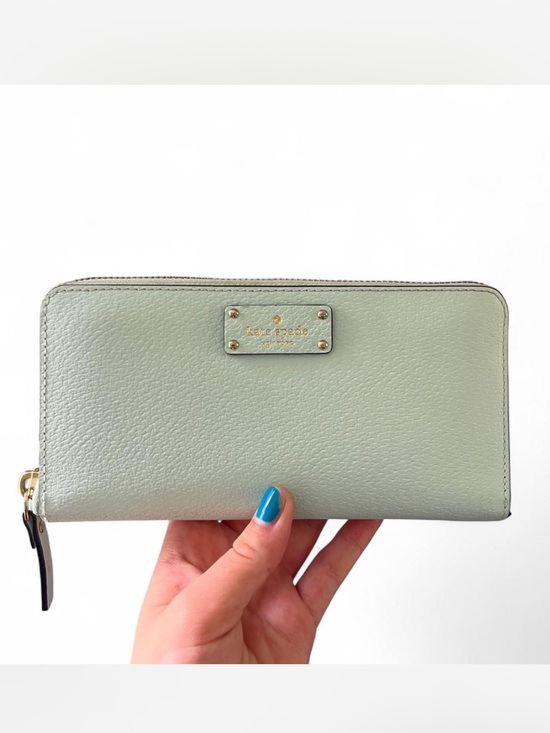 kate spade Handbags - kate spade Pale Mint Leather Zip Wallet with Gold Plaque